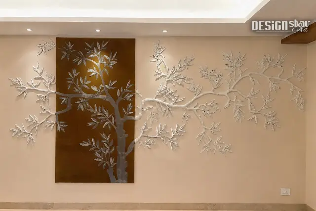 Decorative handcrafted wall art project for a corporate office in Hyderabad